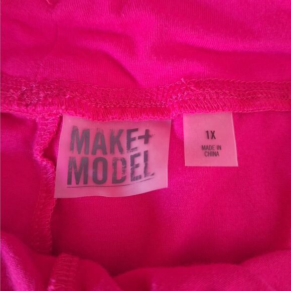 Make + Model Womens Drawstring Lounge Pants Pink Wide Leisure Comfort XL - Picture 2 of 9